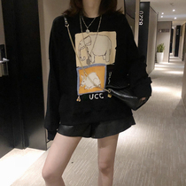 This detail level just good pure cotton sweatshirt woman 2021 autumn winter new round collar loose 100 hitch thin blouse