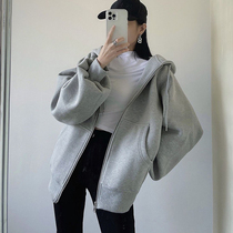 Good to wear handsome is finished grey sweatshirt lady even hat cardiovert 2022 spring new loose Korean version coat tide
