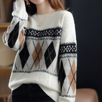 Theory 100 lap styling sensation all with 2022 autumn and winter new round collar loose collared knit bottom sheep sweatshirt woman