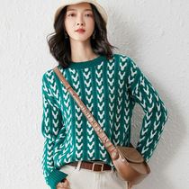 A D Hepburn single to wear in the inner hitch ~ autumn winter ladies loose round collar collared cashmere goat sweater sweater