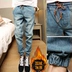 Nam big boy dày jeans mùa thu thanh niên lỏng lẻo quần thun eo bé trai lớn cộng với nhung Cao bồi