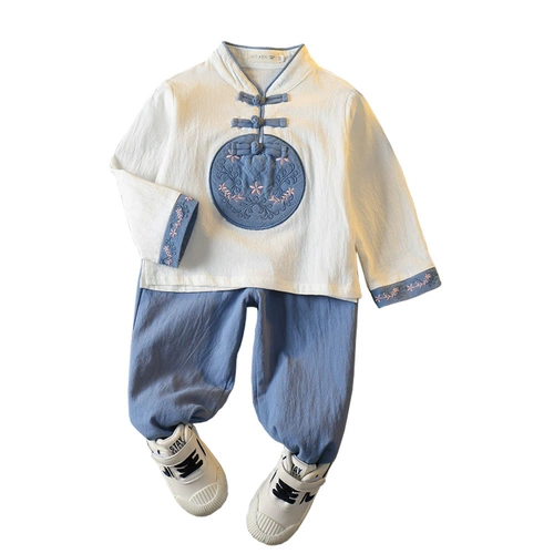 Детское ханьфу, осенний костюм мальчика цветочника, детский этнический комплект, китайский стиль, этнический стиль