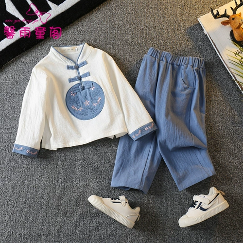 Детское ханьфу, осенний костюм мальчика цветочника, детский этнический комплект, китайский стиль, этнический стиль