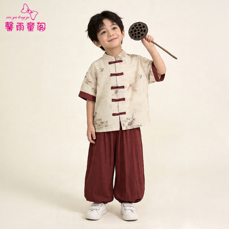 New Chinese-Style Hanfu for Boys, Summer Thin Outfit, Traditional Chinese Style Suit, Suitable for Daily Wear, 2026 New Model Children's Tang Suit, Young Gentleman's Clothing New Chinese-Style Hanfu for Boys, Summer Thin Outfit, Traditional Chinese Style Suit, Suitable for Daily Wear, 2026 New Model Children's Tang Suit, Young Gentleman's Clothing