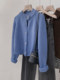 Autumn blue short sweater jacket for women autumn and winter outer wear 2023 new hot style petite top knitted cardigan