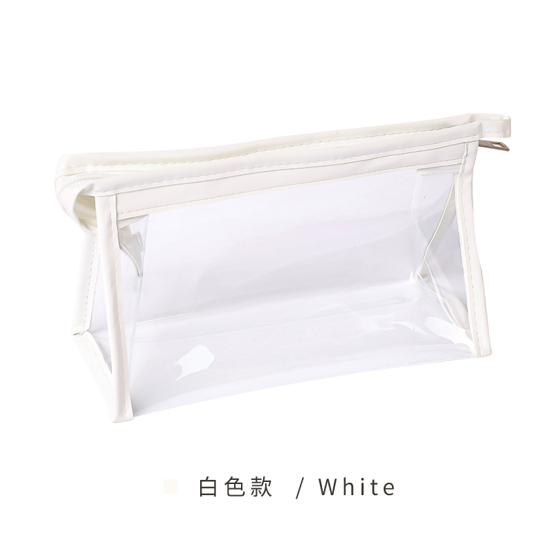 White / Transparent (2 Pack)Cartoon transparent Pencil case high-capacity female Solid color Simplicity good-looking college student solar system Cosmetic Bag Storage bag new pattern