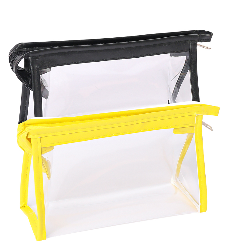 [2 Pack] Black + YellowCartoon transparent Pencil case high-capacity female Solid color Simplicity good-looking college student solar system Cosmetic Bag Storage bag new pattern