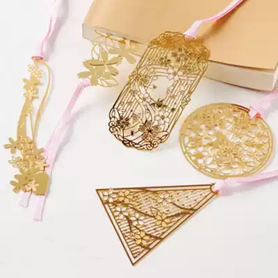 Sakura metal hollow bookmark clip classical Chinese style creative stationery page clip mini literary bookmarks