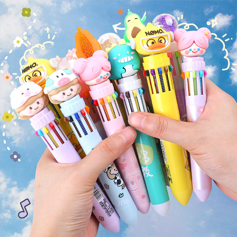 Students use multicolor ballpoint pen to press 10 color 12 color all-in-one color multifunction creative stationery Constellation Dinosaur