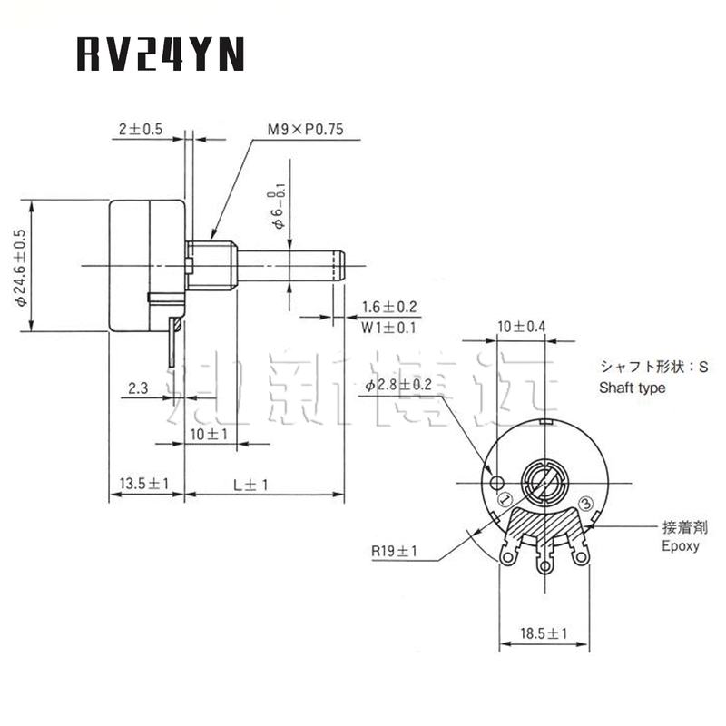 Chiết áp màng carbon đơn biến nhập khẩu RV24YN20S B502 B103 B202 biến tần điều chỉnh tốc độ