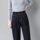 Темные штаны, весенние приталенные джинсы, 2021 года, высокая талия, оверсайз