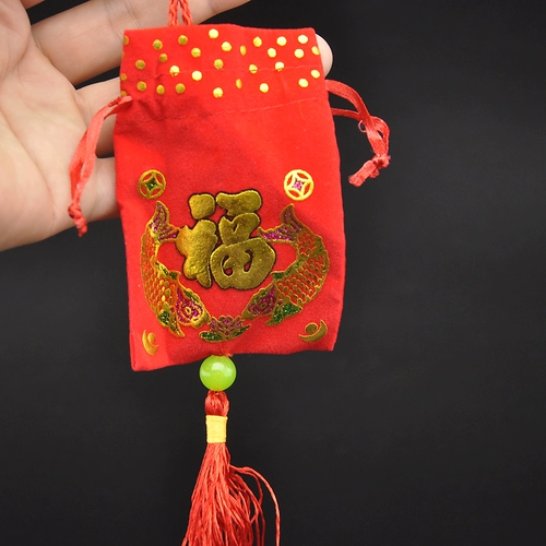 Красная бархатная ткань ароматная сумка для пакета, кормившая пакет для волос пинг, благословение Большое красное листовое лотос