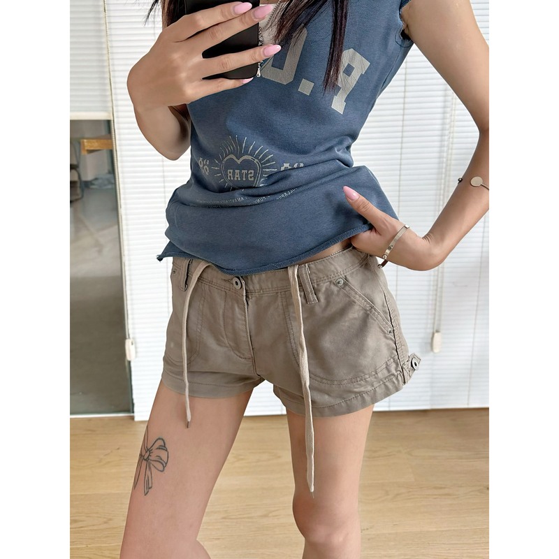 Wildpine American Y2K Low-Waist Retro Casual Shorts 26 New Summer Style Khaki Workwear Hot Girl Shorts Wildpine American Y2K Low-Waist Retro Casual Shorts 26 New Summer Style Khaki Workwear Hot Girl Shorts