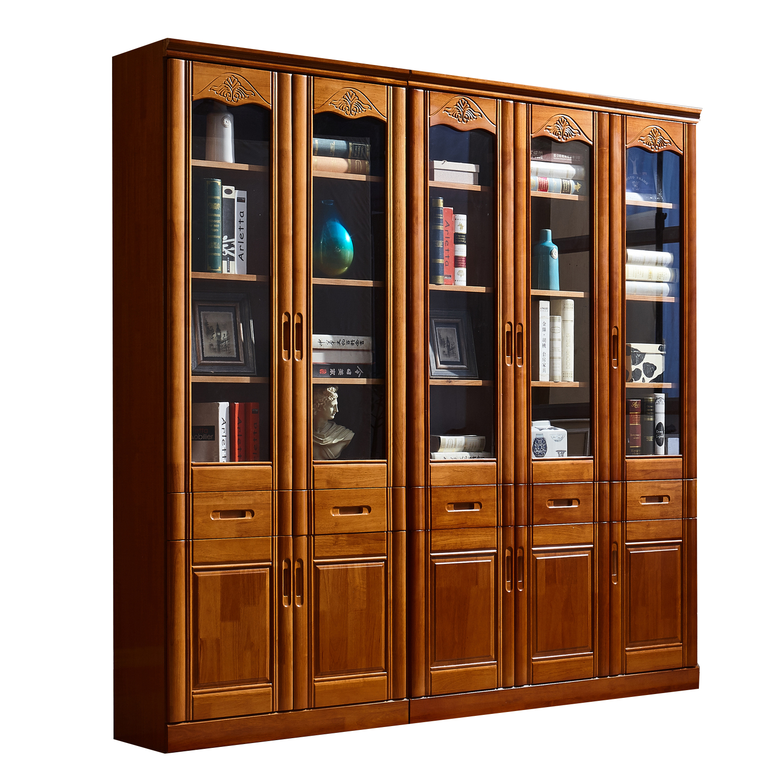 Solid Wood Oak Bookcase Bookcase Bookcase With Glass Door Modern