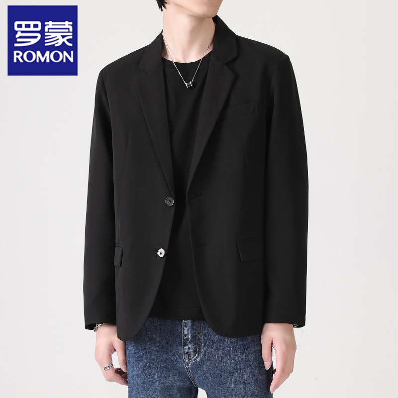Romon Spring and Autumn Light Mature Style Suit Jacket for Men, High-End Korean Style Loose Trendy Small Suit Casual Single Jacket