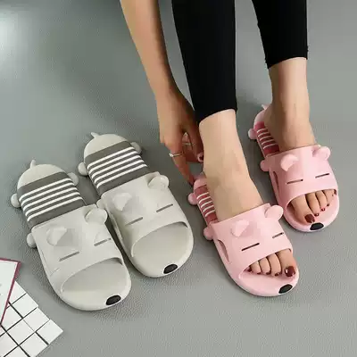 Summer home cute indoor non-slip thick-soled slippers female summer bathroom Bath home cartoon couple sandals