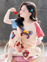 Next Kiss girl girl summer style pyjamas suit 2022 new pure cotton short sleeve princess thin childrens home clothes