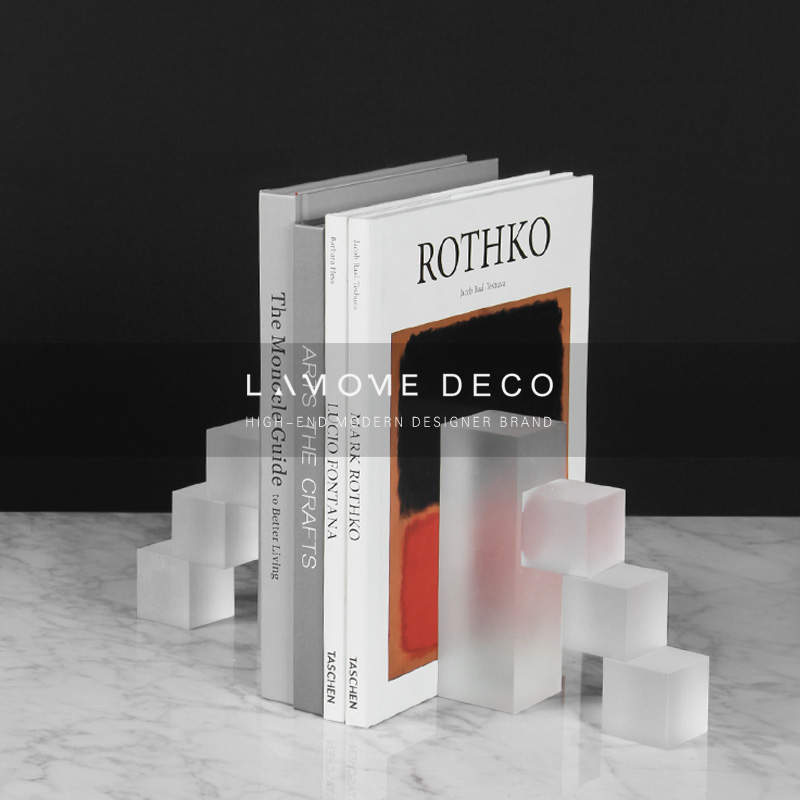 Modern simple frosted electroplated crystal book file decoration Three-dimensional geometric book by bookcase study desktop decoration