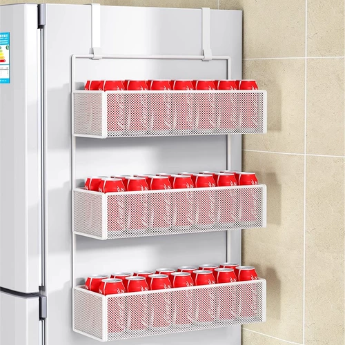 Боковая полка на холодильник, кухонные принадлежности, многослойная полка для хранения с крючками, пищевая пленка, бутылка для приправ, без места для перфорации, артефакт