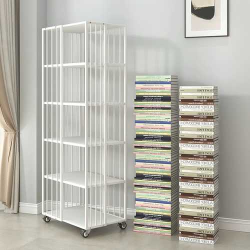Поверните книжную полку на 360 градусов, чтобы переместить колесный книжный шкаф с прикроватным кровати простая полка Гостиная
