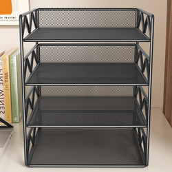 File Storage Rack Desktop Office Supplies Storage Rack A4 Paper File Bookshelf Folder File Desk Multi-Layer Storage Racks Office Desk Multi-Functional Iron Workstation Bookshelf