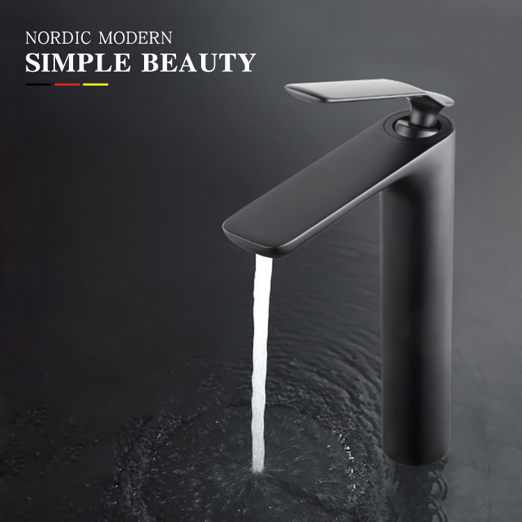 High-value new cold and hot water basin faucet Matte black simple and stylish Nordic table basin Wash basin faucet