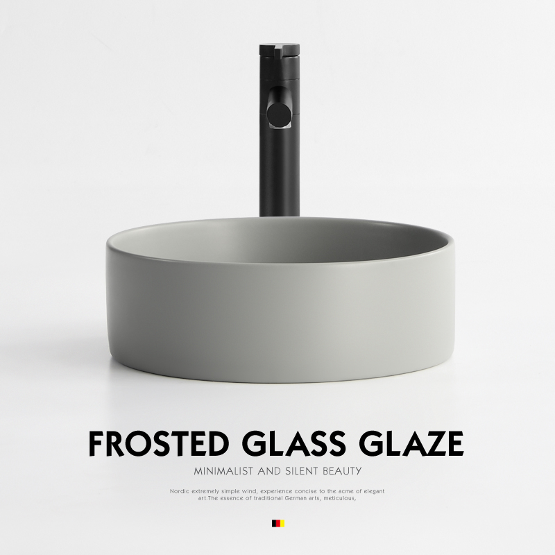 Advanced Cement Grey Terrace Basin Retro Washbasin Loft Industrial Wind Ceramic Washbasin Single Sink Round Matt