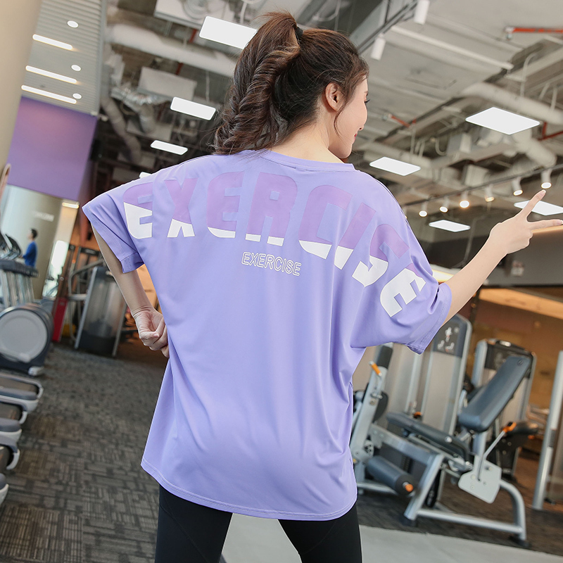 Plus Size Loose Yoga Wear T-Shirt for Women Summer Short-Sleeved Fitness Quick-Drying Clothing 100kg Running Fat Girl Sports Top