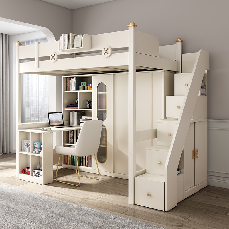 Solid wood upper and lower table high and low bed multifunctional combination bed and lower bed bunk bed desk bed all-in-one children's bed