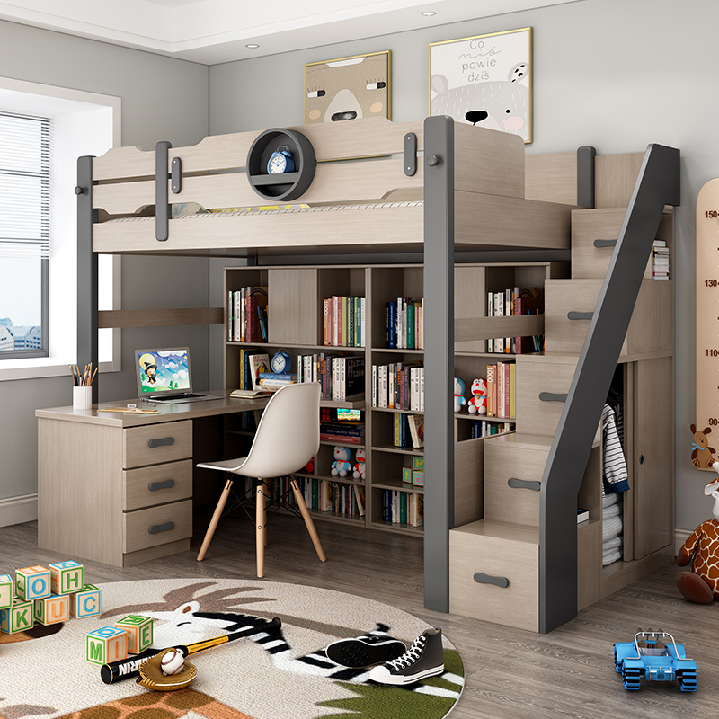 Nordic Multi-functional combined bed Low Bed Brief up and down bed desk bed Lower desk Children's bed wardrobe bed-Taobao