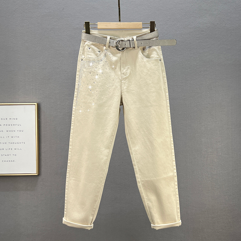 The new spring elastic bullet in 2022 - year - old daddy's tide of luxurious and thin daddy pants