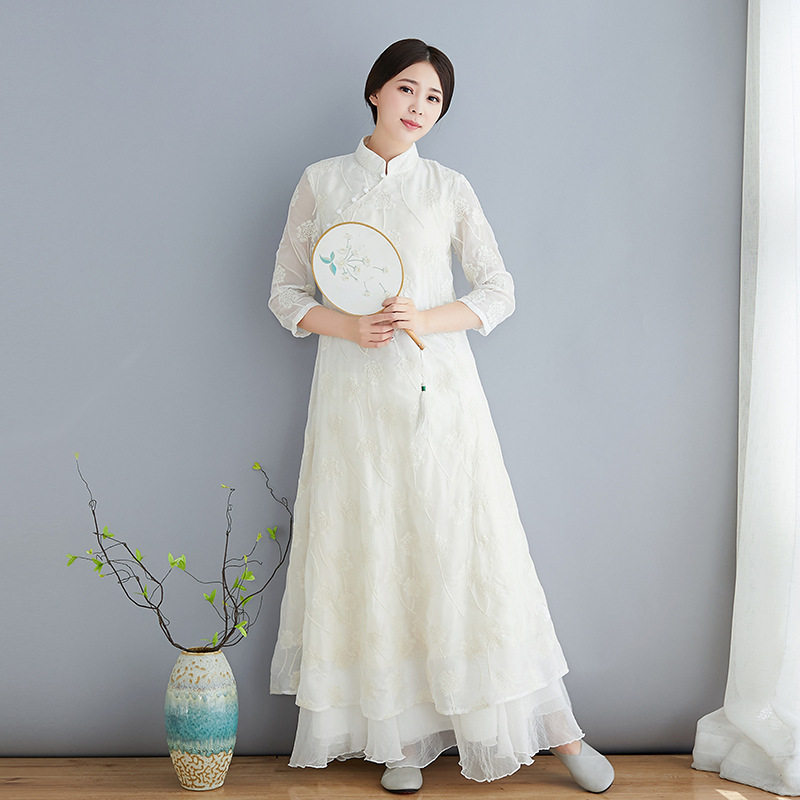 Buddha Laughs Edge Tea Suit Summer 2022 New National Wind Retro Women's Clothing Improved Tang Dress Fairy Qi China Wind Dress