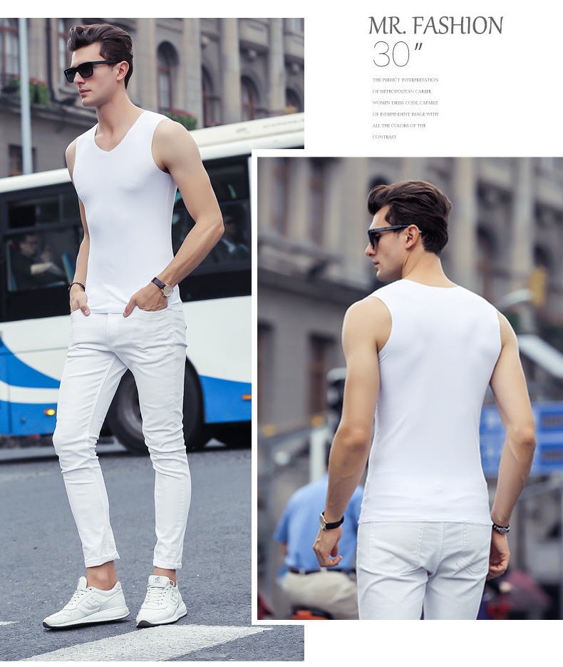 Áo vest nam liền thân nam modal hè trẻ trung rộng vai V-cổ Kiểu dáng thể thao chạm đáy áo thun không tay áo 2 dây nữ đẹp