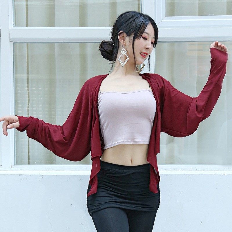 Belly dance training suit long-sleeved top pants suit oriental dance suit practice professional dance training suit beginners