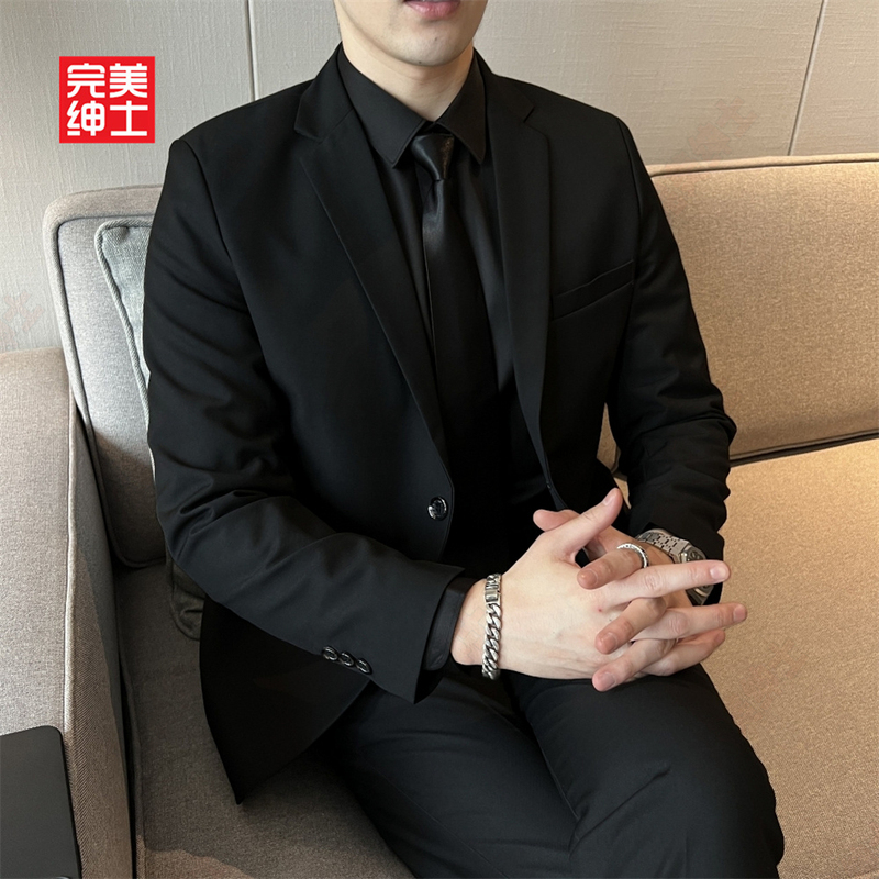 Official Suit Jacket for Men, Light Mature Style, High-End Feel, Single Suit, Casual Business Formal Wear, Professional Plus Size Groomsmen Suit Official Suit Jacket for Men, Light Mature Style, High-End Feel, Single Suit, Casual Business Formal Wear, Professional Plus Size Groomsmen Suit