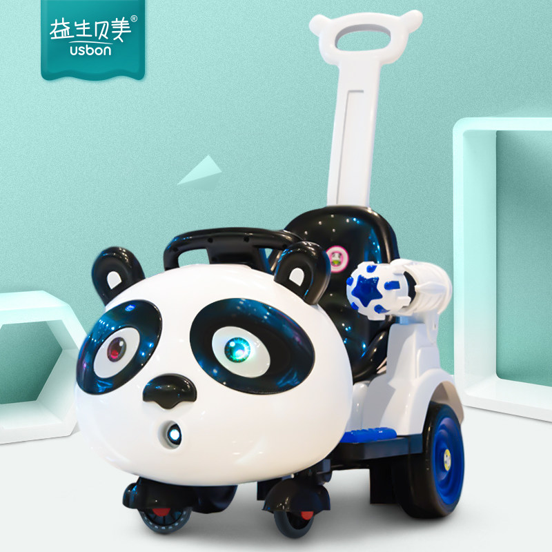 Детский электромобиль Panda, четырехколесный автомобиль, детская машинка-качалка, детская игрушка с дистанционным управлением, может сидеть на мотоцикле и выгуливать ребенка Изображение 1