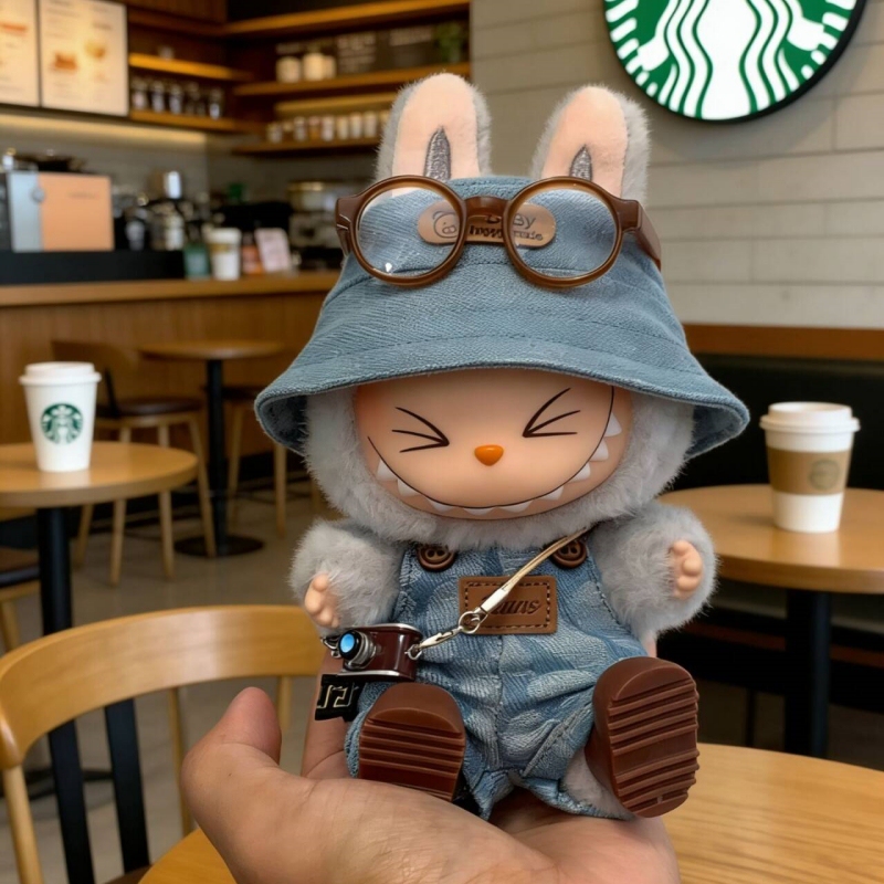 Labubu Happy Baby Clothes First, Second, and Third Generation Sitting Party 17cm Vinyl Compatible Labubu Clothing Set