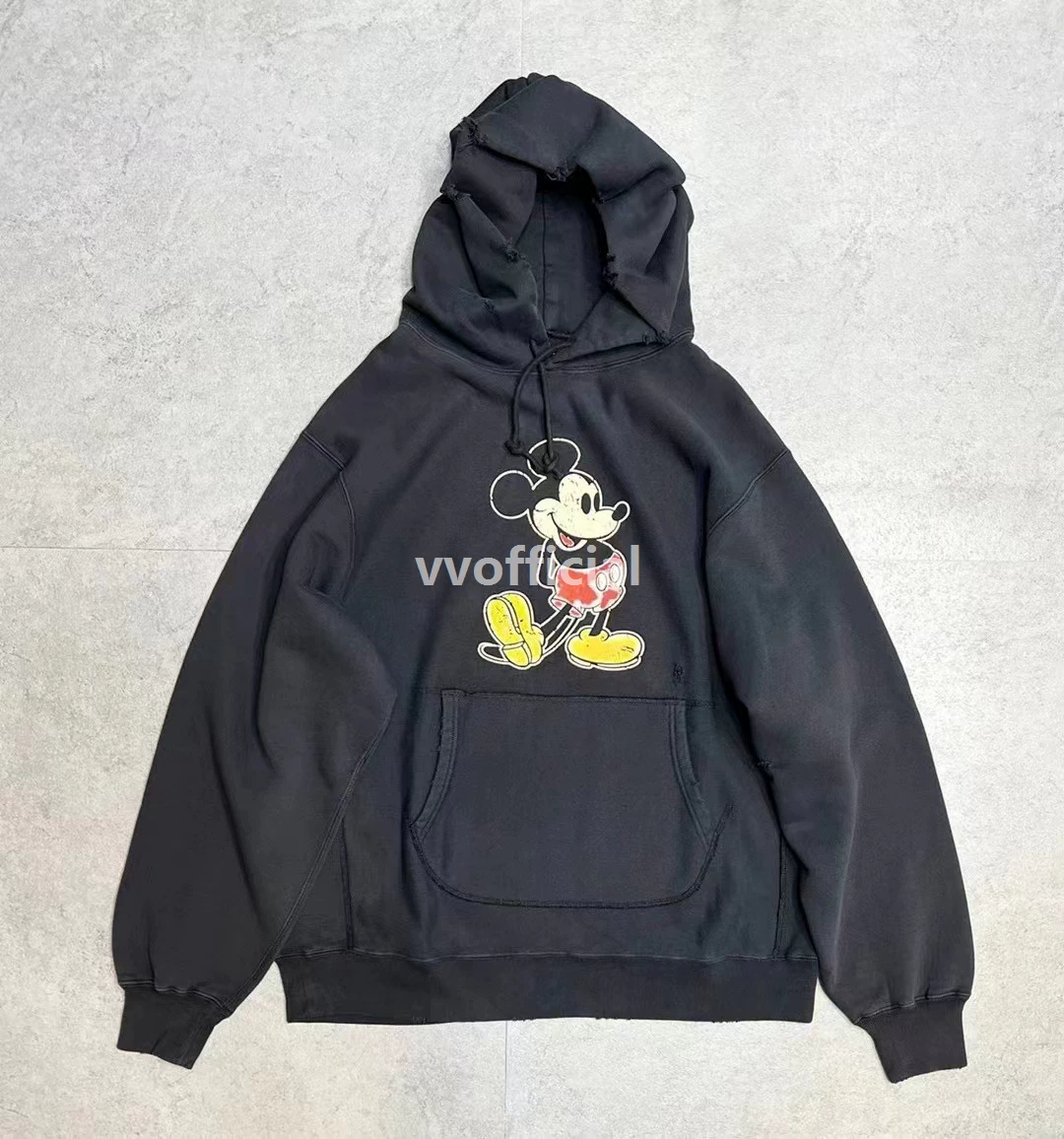 BOW WOW MICKEY MOUSE худи Майкл Vintage стирка стирка стирка разрушение стержней