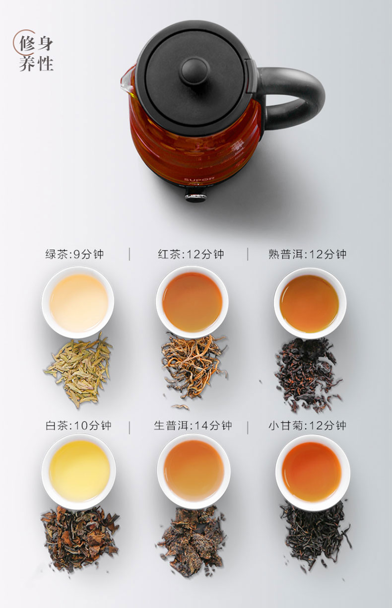 苏泊尔 全自动虹吸淋喷式煮茶器 煮茶壶 1L 图6