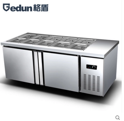 Слот -салат для хранения шкафа коммерческие боковые холодильники охлаждаемая пицца на стойке морозильника продает рыбацкий стол с фруктами