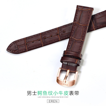 Ylen Bull Leather Strap Men 18mm Genuine Leather Strap Needle Buckle Black Brown Watch Accessory Two Colors Optional