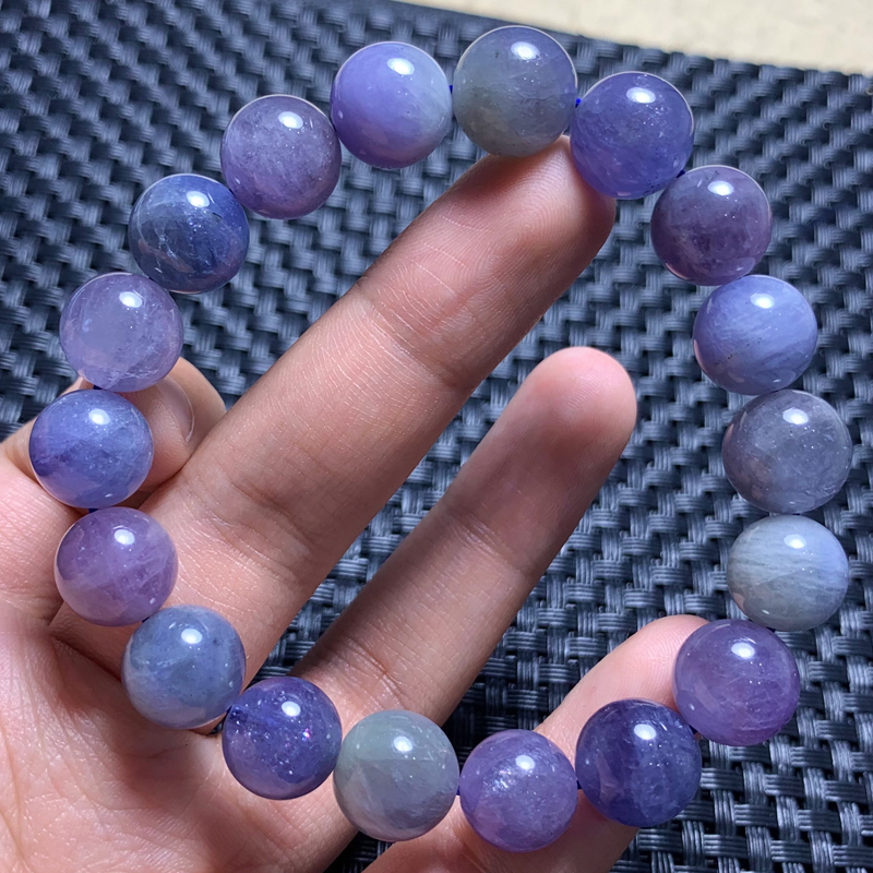 Natural Tanzanian Tanzanite Bracelet Purple Blue Crystal Ocean Heart Bead Gemstone One Piece One Picture Gift