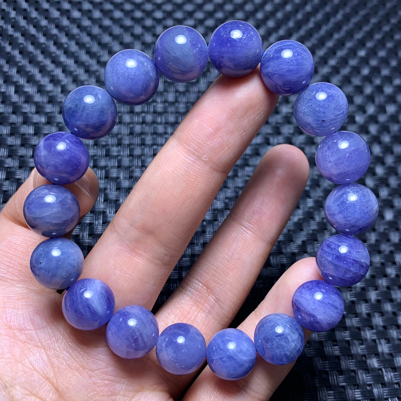 Natural Tanzanite Single-Circle Bracelet, Heart of the Ocean, Tanzanian Ice-Clear Purple-Blue Crystal Jewelry, Gift for Women