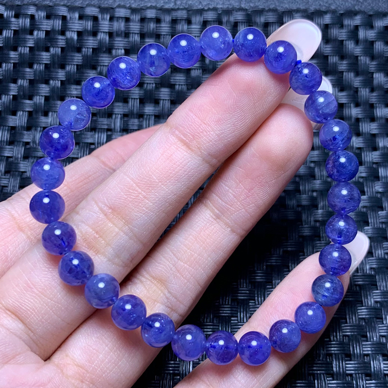 Natural Tanzanite Ice Transparent Single Circle Bracelet Ocean Heart Tanzania Purple Blue Crystal Jewelry Gift for Women