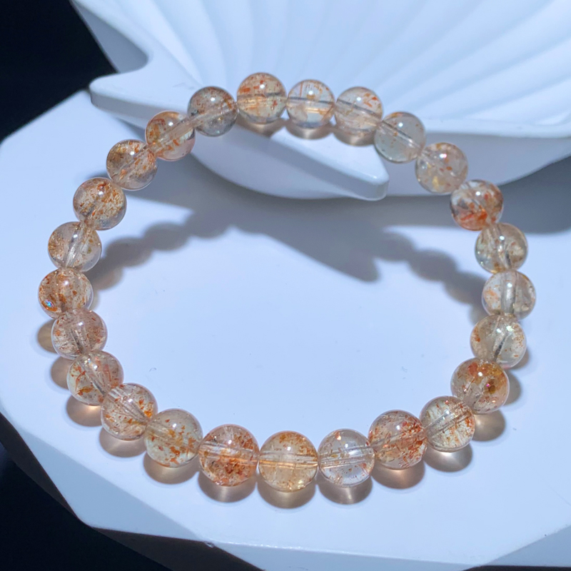天然氷共生アルーシャ長石ブレスレットクリスタルタンザニアサンストーンベリル男女ギフト