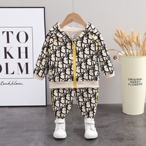  Boys autumn suit 2021 new baby Korean version of the net red spring and autumn two-piece set foreign style baby childrens fashion childrens clothing