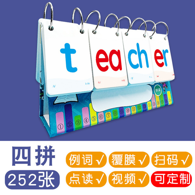 English Natural Phonics Card Textbook Calendar Flip Calendar Flashcard Kindergarten Elementary School Teaching Aids