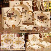 European-style high-end luxury ceramic cigar ashtray large and small creative personality living room coffee table KTV ornaments