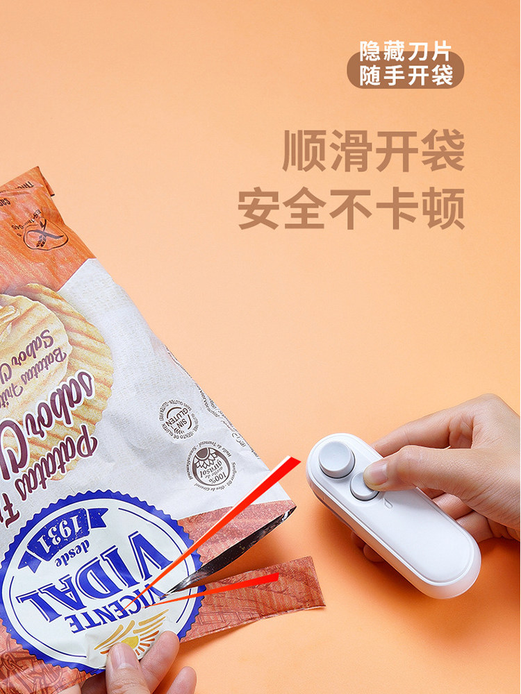 Mini Portable Sealing Machine for Snacks, Plastic Sealing Tool for Home Use, Food and Mooncake Sealing Machine, Mini Sealing Machine for Potato Chips Packaging Bags