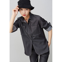  As soon as POSSIBLE SHAPE Wang Xiao private clothes casual denim long-sleeved shirt jacket autumn black loose and wild womens top